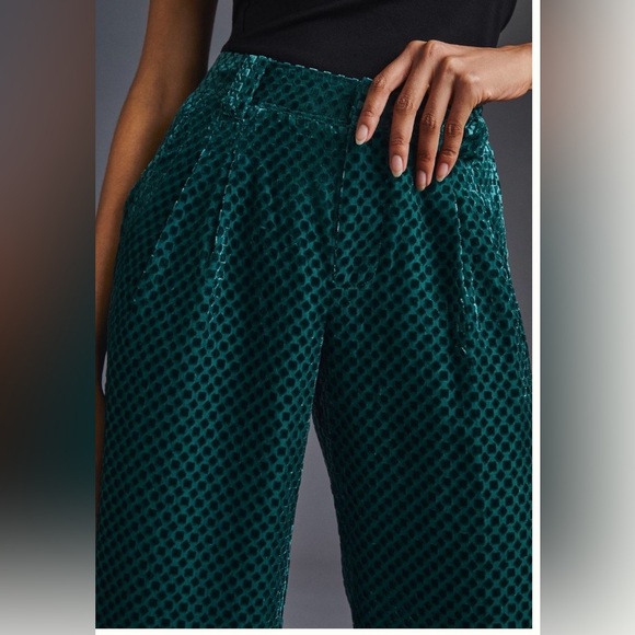 Anthropologie Maeve Avery Wide Leg Trousers Green Womens Size 10 - Picture 3 of 9